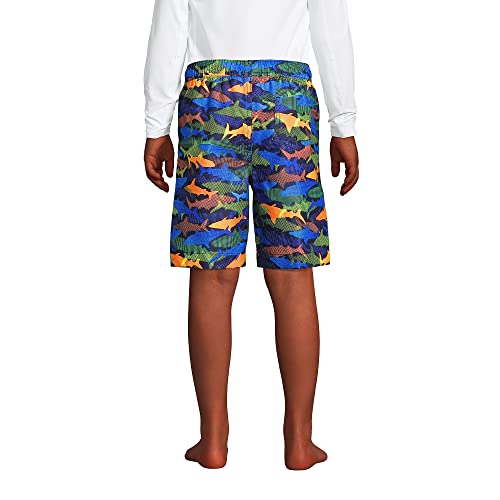 Lands' End B Swim Trunks Navy Multi Sharks Kids Slim Medium #TOP2