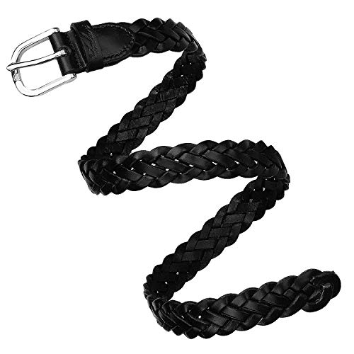 Falari Women's Leather Braided Belt 6007 - Black-M #TOP2
