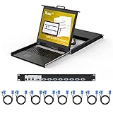 Yinker 8 Port VGA KVM Switch, 1U Rack Mount KVM with 19" LCD Monitor Keyboard Touchpad Drawer + KVM