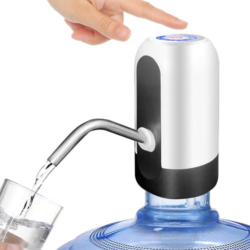 SKY-TOUCH 5 Gallon Water Bottle Pump USB Charging Portable Electric Water Pump for for for 2-5 Gallon Jugs USB Charging Portable Water Dispenser for Office Home Camping Kitchen and etc. White