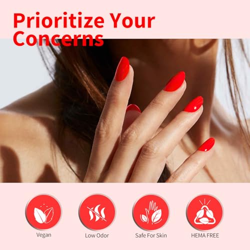 Image of CANNI Classic Red Gel Nail Polish, 1Pcs Bright Red Orange Gel Polish Dark Color Soak Off U V Nail Manicure Salon DIY at Home