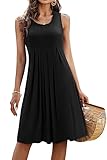 kleid robe dress vestido Características: sin mangas, cuello redondo, largo hasta la rodilla, ajuste holgado, vestido de verano plisado para la playa, diario informal, fiesta de bodas al aire libre, compras, etc