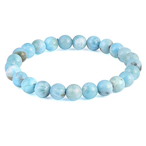 Bracelet apaisant Larimar contre le stress en véritables pierres bleues