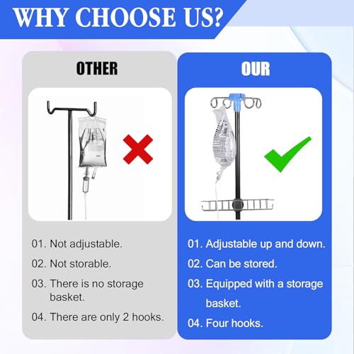 Poste IV plegable portátil y ajustable para el cuidado del hogar 5