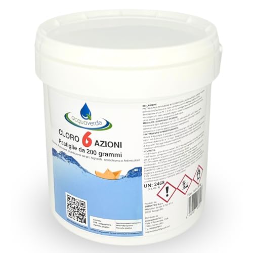 acquaverde Pastiglie Cloro 6 Azioni 200g per Piscina 5kg