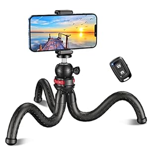 CIRYCASE Trepied Smartphone, Rotatif à 360° Flexible Mini Trépied Support et Fixation pour Appareil Photo avec Télécommande Bluetooth, Perche Selfie pour Téléphone, Camera, Gopro, Enregistrement Vidéo
