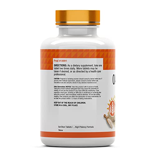 Tnvitamins Oat Bran Tablets | 100 Tablets X 1,000 Mg Per Tablet | Oat Fiber Tablets | Soluble & Dietary Fiber Supplement | Supports Digestive Health * | High Potency Formula #TOP2