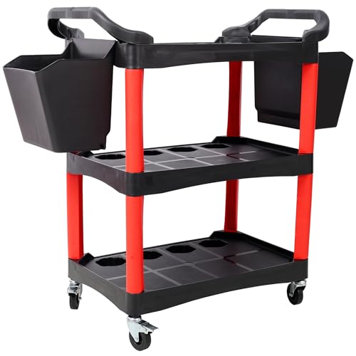 3-Tier Mobile Detailer's Utility Cart with Tool Organization, Lockable Wheels, and Ergonomic Handle for Garage, Workshop, and Auto Care Efficiency - Heavy-Duty Storage Solution for Professionals - Image 5