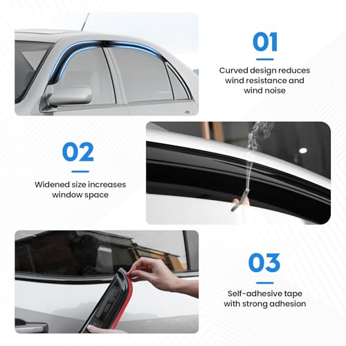 Image of Corolla Rain Guards - Window Visors for Toyota Corolla 2003-2008, Out-Channel Side Window Rain Guards for Corolla Accessories, 4PCS, Black, Car Accessories