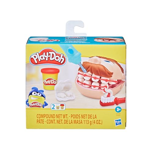 Play-Doh, Massinha de Modelar Infantil, Mini kit Brincando de Dentista - conjunto de massinha com acessórios e 2 potes, para crianças a partir de 3 anos