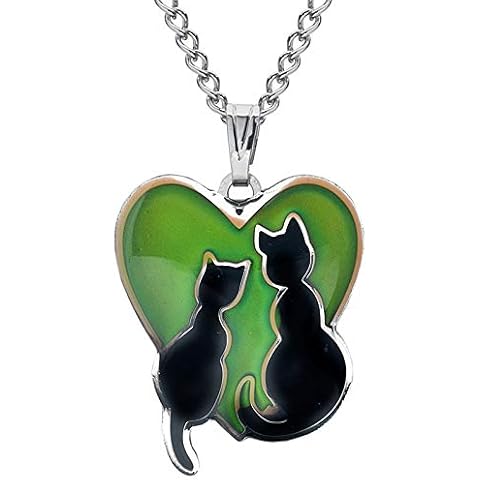 Colour Changing Mood Necklace - Cats and Heart Cover