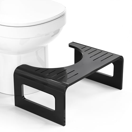 AmazerBath 7 Inches Acrylic Squat Potty, Black Toilet Step Stool for Adults, Modern Design Non-Slip Pooping Stool, Strong Load-Bearing, Blends Seamlessly Into Any Bathroom