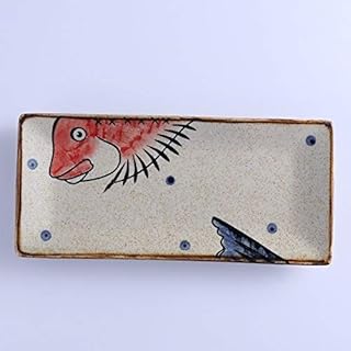 YUWANW Giapponese Dipinte A Mano Piastra Piana, Rettangolare Home Sushi Vassoio, Creative Vasellame, Salmone Piatto, Piatto da Dessert,10,5 Pollici Lungo La Piastra Quadrata - Pesce Grasso (Pock)