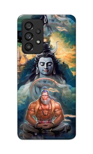 Image of Plastic Printfidaa Printed Hard Back Cover Case For Samsung Galaxy A53 5G Back Cover (Lord Shiva And Hanuma) -112,Multi