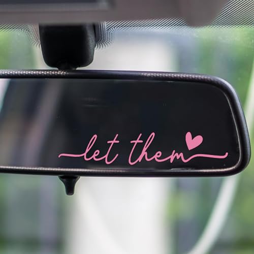 Image of 8 Pieces Let Them Sticker,Cute Rearview Mirror Decal,Water Proof Car Mirror Stickers,for Decoration of Other Parts of the Car Body (Black,White,Colorful Laser,Pink)