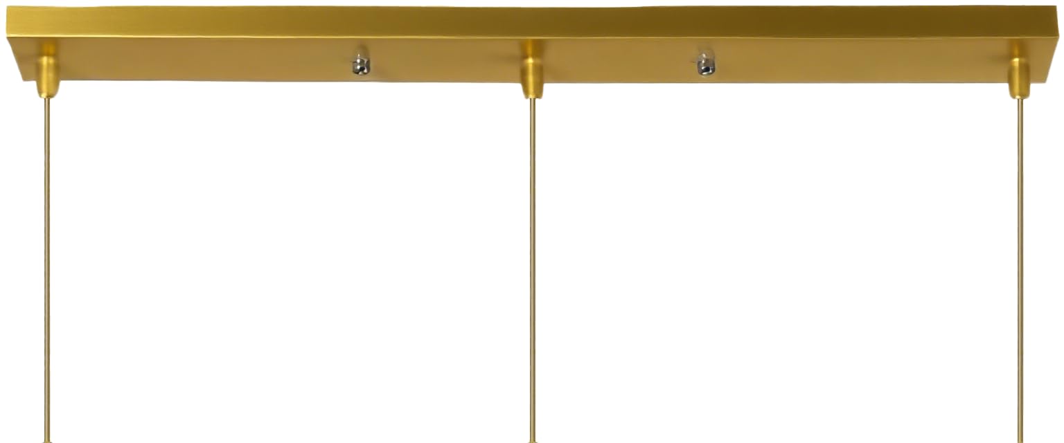 Baldaquin pour lampe rectangulaire, longue, cache-câble, rosace de plafond, en métal, abat-jour de plafond, boîte de plafond, doré, 80 cm x 3 trous