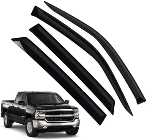 Gmc Sierra 1500 Accessories In-Channel Rain Guards For 2020-2025 Chevy Silverado & GMC Sierra 2500HD/3500HD Crew Cab - 4 Piece Set Weather Window Guards - Foto 5