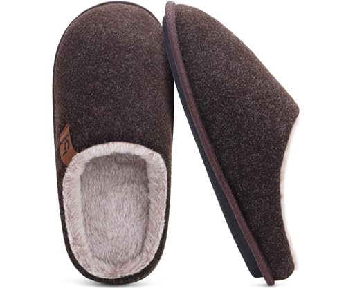 Image of COFACE Mens Cozy Memory Foam Scuff Slippers Casual Slip On Warm House Shoes Indoor /Outdoor Sandal Slippers With Arch Support Rubber Sole Size 7-15
