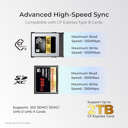 Image of DIGITEK (DCR-102 CFB) 2 in 2 CF Express Typ B & SDXC, USB 3.2 & 3.0 Card Reader, Support SD /SDHC /SDXC /UHS-I /UHS II Cards, Support Mac OS, iPad OS, Window, Android, Linux & Harmony,