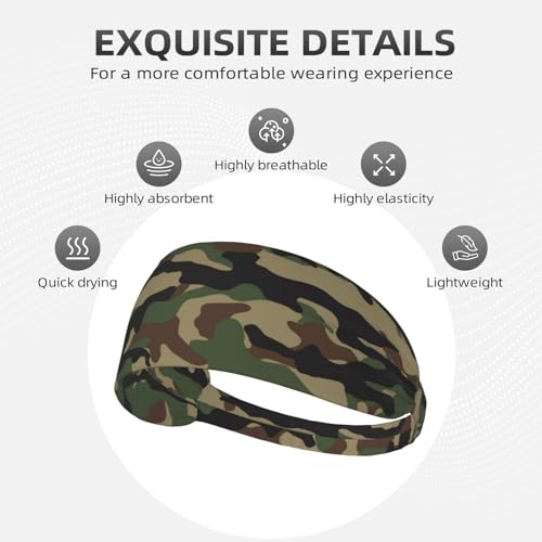 Oxjoiis OXJOHEADBAND10-#203YFKQUH23W8RQ99R Stretchy Headbands For Women, Green Camouflage Army Camo Sport Headband Soft Headbands thumb #3