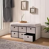 OHS 6 Cube Drawer Storage Chest of Drawers, White Boucle Foldable Fabric Storage Box with Metal Handle Soft Fleece Organizer Storage Unit For Shelves Closet Bedroom - Image 1