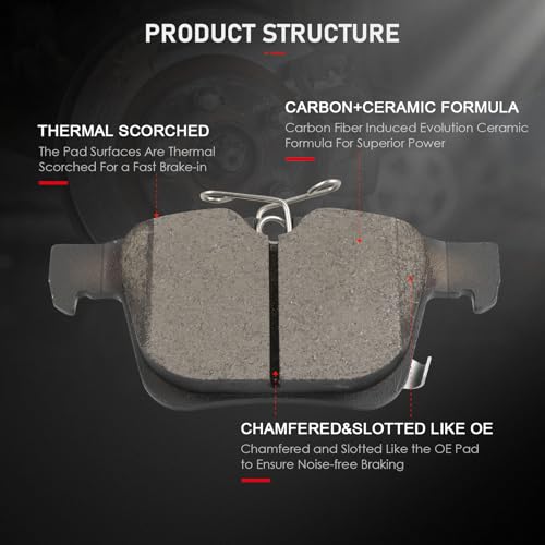 Image of cciyu D1589 & D1901 Front & Rear Ceramic Disc Brake Pads Kit For Chrysler Pacifica 2017-2023,For Chrysler Voyager 2020-2023