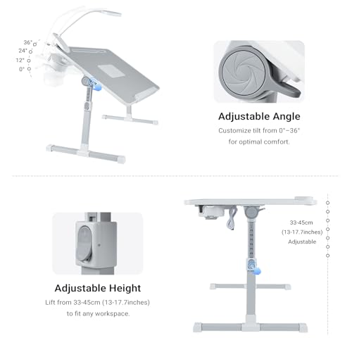Image of iXTRA Adjustable Laptop Lap Desk with Cooling Fan USB Light for Adults