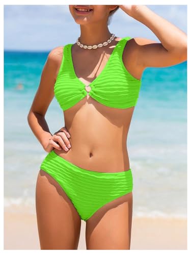 Image of SOLY HUX Girl's V Neck Ring Linked Bikini Sets Bathing Suits Two Piece Swimsuit