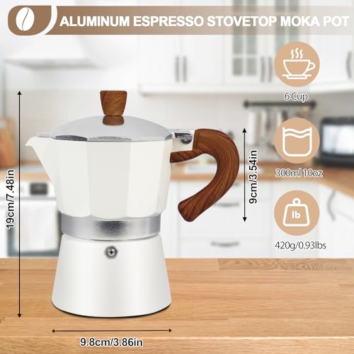 Image of Aluminum 6 Cup 300ml Moka Pot Express Coffee Maker Stovetop Espresso Colorful Coffeemaker Italian Classic Style Brewing Greca Cafe Mocha Machine for Cafeteras Lover Camping Travel and Home Use 10oz
