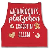 Schürze - Weihnachtsschürze Damen Frauen - Weihnachtsplätzchen Expertin personalisiert I Geschenk Backen I Hobbybäcker - 85x69 - Rot - bäckerschürze weihnachten weihnachtsschürzen weihnachts