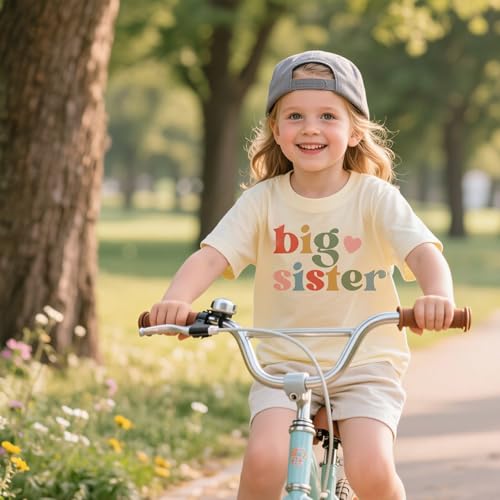 Big Sister Shirt for Girls Toddler Kids Pregnancy Announcement Promoted to Big Sis T-Shirt Summer Short Sleeve Top3