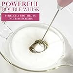 Paris Hilton Electric Handheld Milk Frother with Double Coil Head Whisk and Gold Metal Stand, Battery Powered (2 AA Batteries Required but Not Included), Pink - Image 4