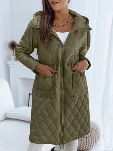 Imily Bela Army Green Quilted Jacket for Women – Cozy, Hooded, and Perfect for Winter Adventures - Image 2