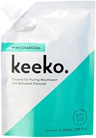 Keeko - Natural/Organic Mint Charcoal Oil Pulling Mouthwash (3.38 oz / 100 ml)