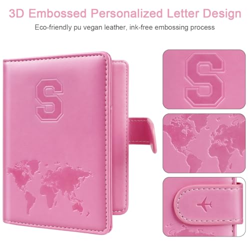Pink 3D Embossed Initial Passport Cover