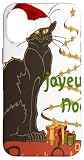 Joyeux Noel Le Chat Noir Navidad Vacaciones Vector Art Carcasa para iPhone 16 Plus