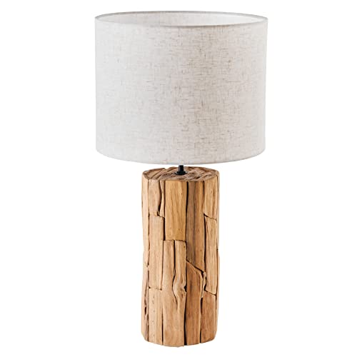 invicta INTERIOR Design Tischlampe ROOTS 60cm Treibholz beige Leinenschirm handmade