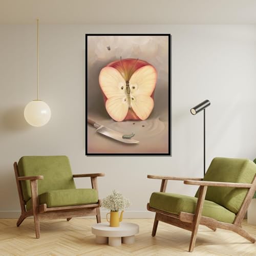 Tableau mural papillon et pomme pour raviver un salon aux murs vides