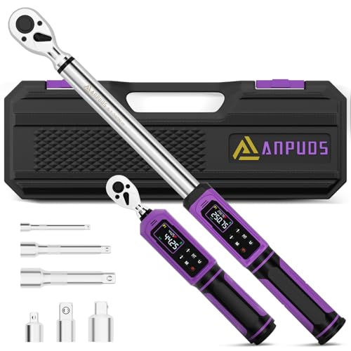 Image of ANPUDS Digital Torque Wrench Set 3 /8 inch & 1 /2 inch Drive, ±1% Accuracy | 0.66-44.25 Ft-lb & 3.76-250.75 Ft-lb, Electric Torque Wrench with Vibration /Buzze /LED Flash Alert, for Car Motor Bike Repair
