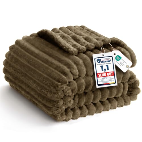 WAVVE Kuscheldecke Flauschig Decke Klein Braun 130x150cm - weiche Flanell Fleecedecke, Sofadecke & Couchdecke… – Ansicht 1