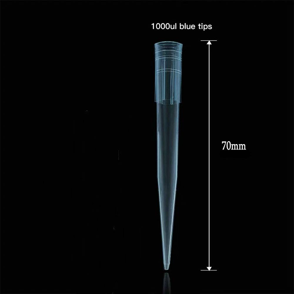 Puntali per pipette universali da 1000 ul, senza rnasi/DNase e pirogeno, trasparenti, 100 punte/rack (confezione da 1000 punte) (blu)