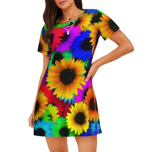 Chemise de nuit tournesol douce et ample pour femme du S au XXL