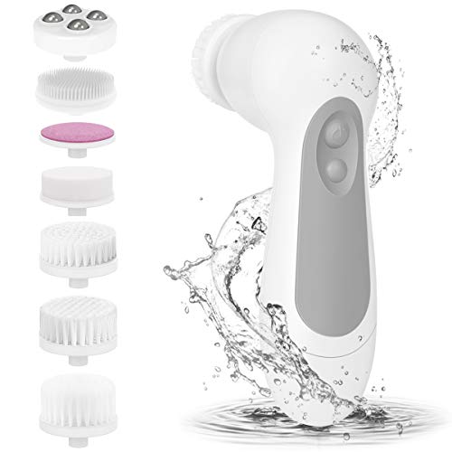 Facial Cleansing Brush, CLSEVXY Waterproof Face Spin Brush with 7 Exfoliating Brush Heads