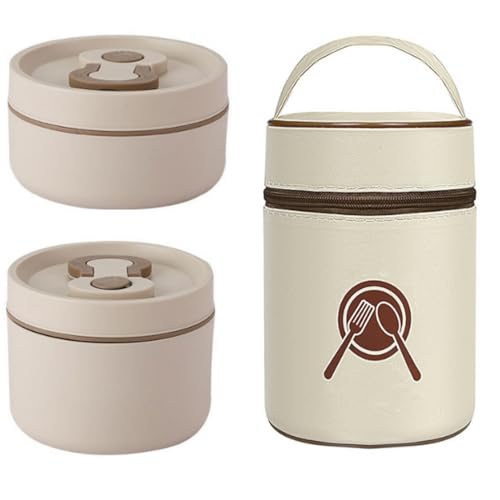 Termo Comida Caliente Fiambrera Termica 2 Compartimentos Acero Inoxidable Sin BPA Termo Comida Portatil Recipiente Térmico para Comida Contenedor Térmico para Trabajo y Escuela