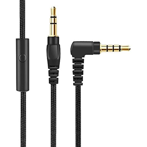 Riwbox Replacement Audio Cord Line with Microphone 3.5mm Extension Cable for Headphones (Black) Cover
