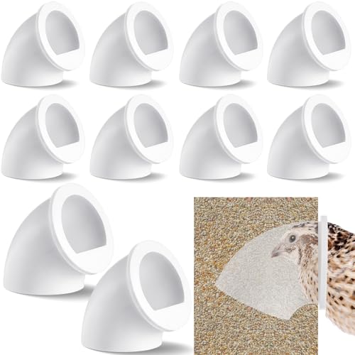 Teenyyou 10 Pack Quail Feeders No Waste Chicken Feeder Port 1.5 Inch DIY Chick Feed Saver Quail Supplies for Coturnix Small Poultry Farm Bucket Bin Container