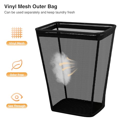 Image of STO STO 75L Laundry Hamper, Space Saving Freestanding Clothes Basket with Iron Frame, Dirty Clothes Storage Bin with Removable Washable Liner for Bedroom, Bathroom, Dorm, Closet, Apartment, Gray