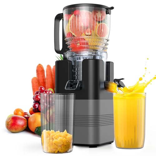 Image of Cold Press Juicer Machines, Airpher 400W Juicer Machines with 5.8" Wide Feed Chute, Slow Masticating Juicer For Whole Vegetables & Fruits with High Juice Yield, Easy to Clean Gray