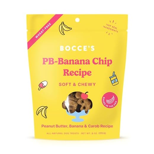 Bocce's Bakery PB Banana Chip Recipe Treats for Dogs, Wheat-Free Everyday Dog Treats, Real Ingredients, Baked in The USA, Natural Soft & Chewy Cookies, Peanut Butter, Bananas, & Carob, 6 oz
