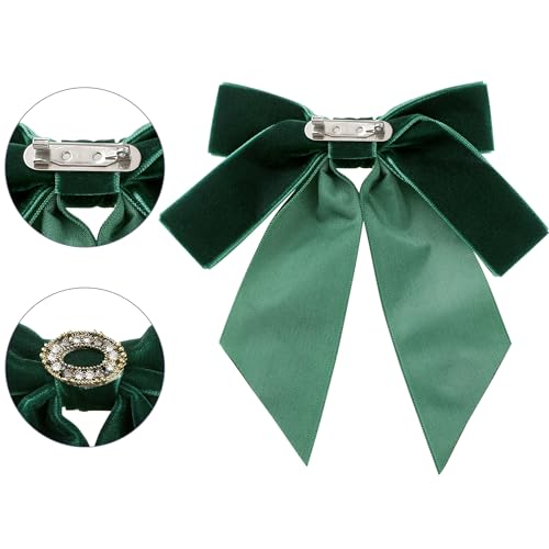 Image of Women's Velvet Alloy Rhinestone Bow Tie, Pre-Tied Bowties for Woman 1 Pcs